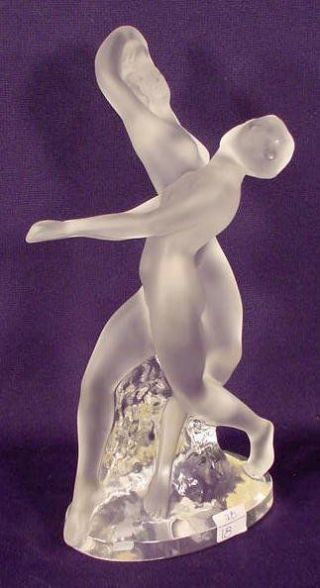 Lalique Nude Crystal Art Glass Dancers Deux Danseuses Signed France