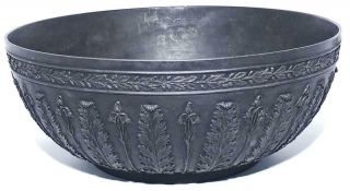 Rare Huge 12 " Wedgwood Black Basalt 19th C Acanthus Punch Bowl