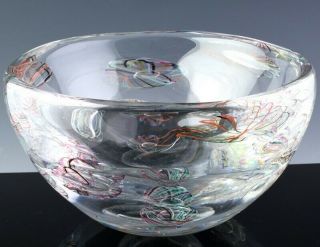 Great C1956 Orrefors Ingeborg Lundin Expo Spiral Air Bubble Art Glass Bowl