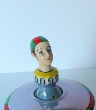 Art Deco Noritake Nippon Figural Clown Half Doll Porcelain Pincushion Footed Box 4
