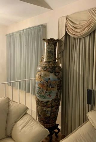 Huge Vase 60” Tall Chinese Porcelain Floor Vase With Stand
