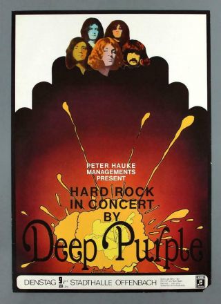 Deep Purple - Mega Rare Vintage Offenbach June 1970 Concert Poster