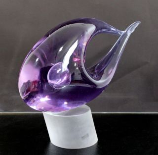 Mid Century Modern Elio Raffaeli Murano Aqua Fish Table Sculpture Glass Signed 4