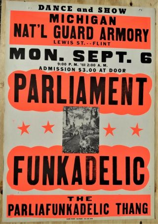 Vintage Parliament Funkadelic Concert Poster 22 " X 31.  5 " (1971)