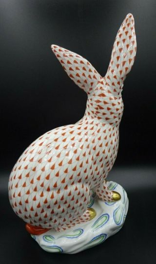 Very Large Herend Porcelain Standing Rabbit Figure - Rust Fisnet Pattern Ex.  Cond 2