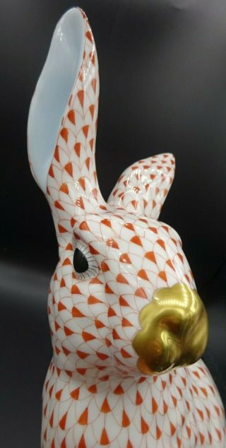 Very Large Herend Porcelain Standing Rabbit Figure - Rust Fisnet Pattern Ex.  Cond 4