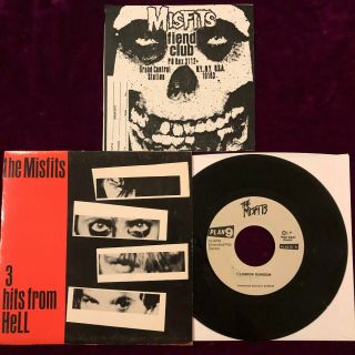 Rare 1981 The Misfits 3 Hits From Hell 7 " 1st Press Fiend Vinyl Vg,  /,  Punk Kbd