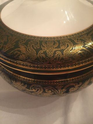 Soup Tureen,  Lid,  and Underplate Wedgwood Florentine Dark Green Dragons 3