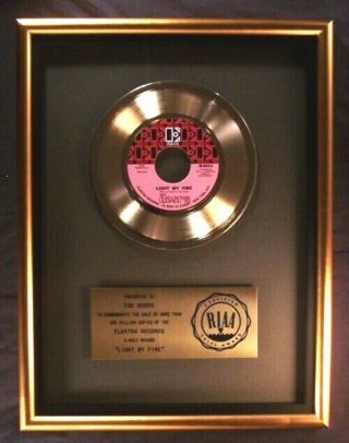 The Doors Light My Fire 45 Gold Riaa Record Award Elektra Records To Doors
