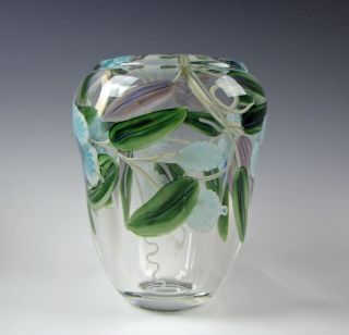 Justin Lundberg Paperweight style Art Glass Vase with Flowers 2002 3