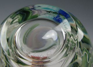 Justin Lundberg Paperweight style Art Glass Vase with Flowers 2002 5