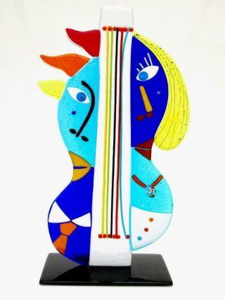 Signed Gigantic 63cm Murano Tribute To Picasso Music Abstract Face Sculpture