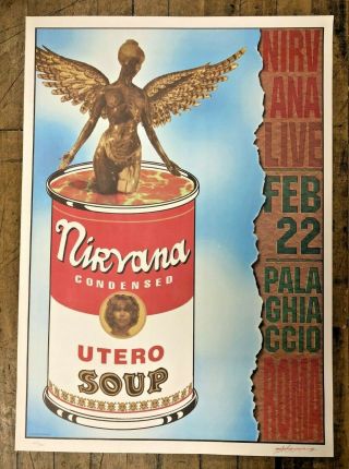 1994 Nirvana In Utero Poster Signed Numbered Print Melvins 1994 Kurt Cobain Rome