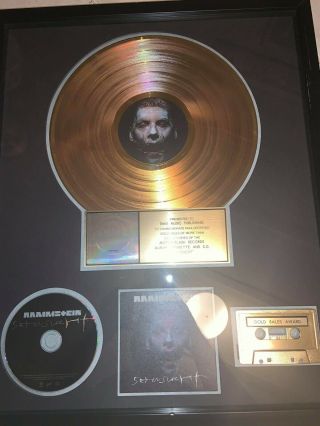 Rammstein Riaa Certified Gold Record Sales Award Rare Commemorative Memorabilia