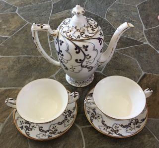 Tiffany & Co.  Private Stock Le Tallec Tea Set Teapot 2 Cup & Saucers