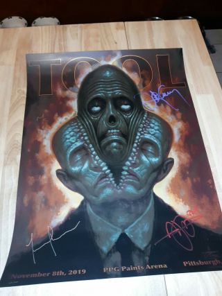 Tool/chet Zar/pittsburgh/ppg Paints Arena - 11/08/2019/ Band Autographed Poster