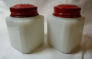 Vintage milk glass Tipp City Shakers Stovetop Caddy - Salt,  Pepper,  & Grease? 9
