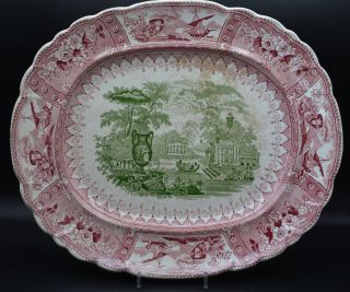 15½ " Platter In Pink And Green Thomas Mayer Longport Transferware Canova 1836 - 38