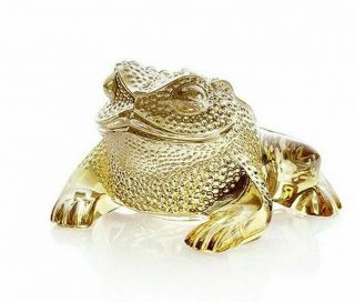Lalique Gregoire Toad Sculpture Gold Luster Crystal 10139400 Frog