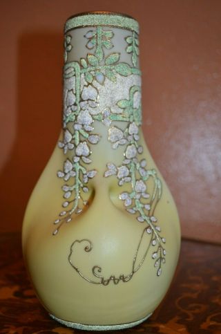 Gorgeous Large Nippon 8 1/2 " Coralene Vase Wisteria &gold Patent 912171 Mark 242