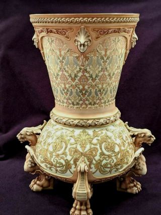 Large Antique Royal Worcester Porcelain Footed Cachepot Vase