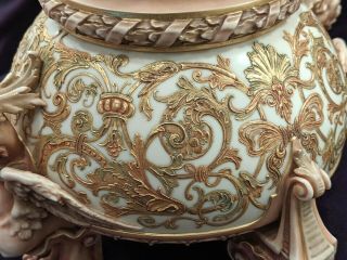 Large Antique Royal Worcester Porcelain Footed Cachepot Vase 4