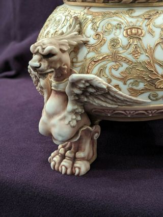 Large Antique Royal Worcester Porcelain Footed Cachepot Vase 6