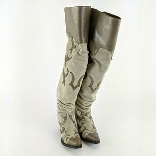 Miranda Lambert Junk Gypsy Grey & Silver Knee High Leather Boots Size 8