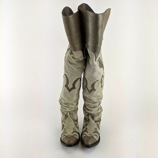 Miranda Lambert JUNK GYPSY Grey & Silver Knee High Leather Boots Size 8 3