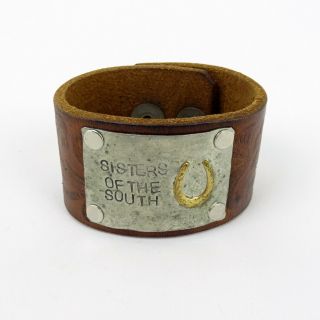 Miranda Lambert Unlabeled Brown Leather Sisters Of The South Engraved Cuff