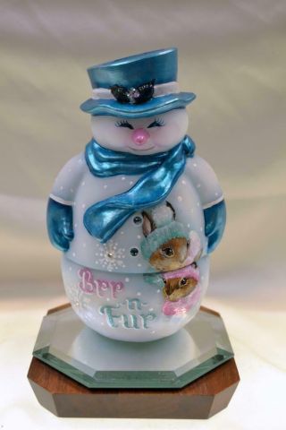 Fenton Snowman Fairy Light Brr - N - Fur Bunnies Ooak Vicki Curren Freeusashp