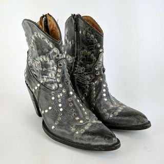 Miranda Lambert Old Gringo Grey Studded Side Zip Cowboy Boots Size 8.  5 B