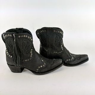 Miranda Lambert DOUBLE D RANCH Grey Studded Side Zip Cowboy Boots Size 8 2