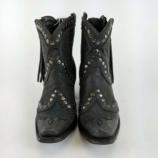 Miranda Lambert DOUBLE D RANCH Grey Studded Side Zip Cowboy Boots Size 8 3