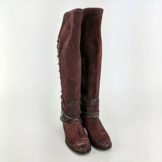 Miranda Lambert Freebird By Steven Dark Red Leather Lace Back Boots Size 9