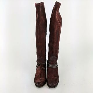 Miranda Lambert FREEBIRD by STEVEN Dark Red Leather Lace Back Boots Size 9 3