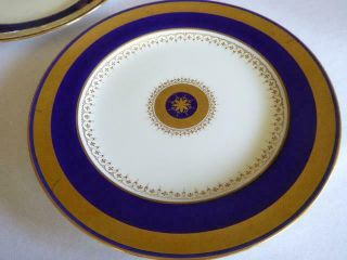 12 ANTIQUE MINTON BONE CHINA FOR TIFFANY & CO GOLD ENCRUSTED COBALT BLUE PLATES 11