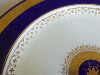 12 ANTIQUE MINTON BONE CHINA FOR TIFFANY & CO GOLD ENCRUSTED COBALT BLUE PLATES 12