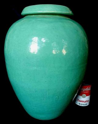 Vintage Bauer Pottery 16 " Jade Green Oil Jar Floor Vase
