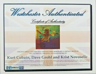 STUNNING COBAIN AND NIRVANA BAND SIGNED AUTOGRAPH NEVERMIND CD w/ 6