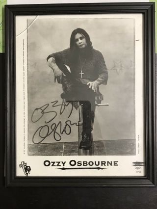Ozzy Osbourne Signed Publicity Photo.  Autograph Auto 8 " X10 " Framed