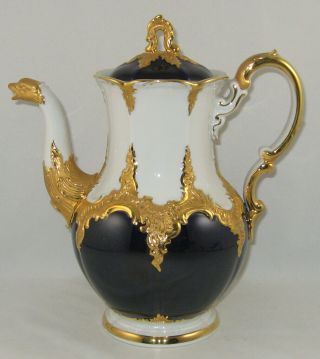 Meissen Porcelain 1852 - 1870 Cobalt & Gold " Coffee Pot "