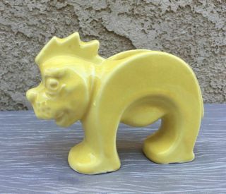 Vintage Mccoy Pottery Gloss Yellow Stretch Lion Planter