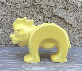 Vintage McCoy Pottery Gloss Yellow Stretch Lion Planter 2