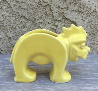 Vintage McCoy Pottery Gloss Yellow Stretch Lion Planter 3