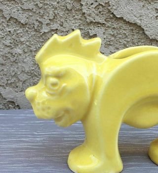 Vintage McCoy Pottery Gloss Yellow Stretch Lion Planter 4
