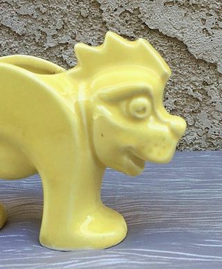 Vintage McCoy Pottery Gloss Yellow Stretch Lion Planter 5