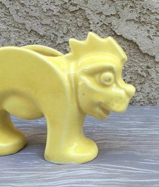 Vintage McCoy Pottery Gloss Yellow Stretch Lion Planter 6