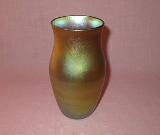 Antique Tiffany LCT Favrile Gold Iridescent Art Glass Vase 1812 6 