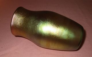 Antique Tiffany LCT Favrile Gold Iridescent Art Glass Vase 1812 6 